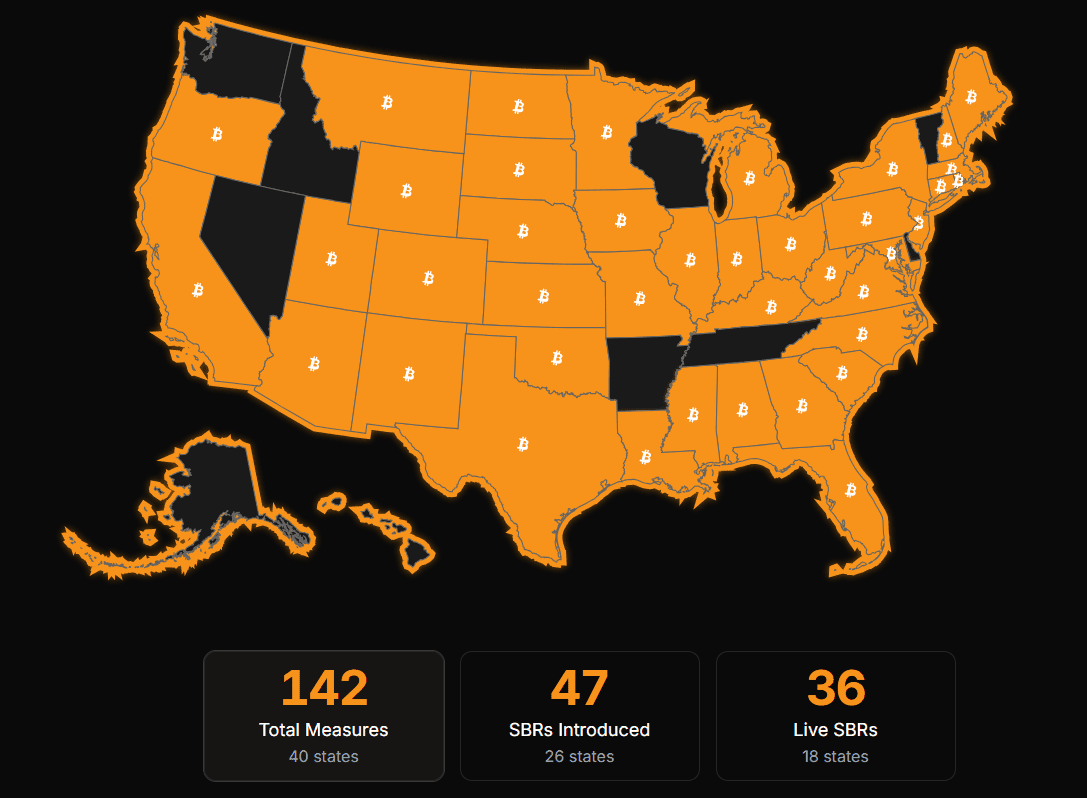 U.S. States With Bitcoin Reserve Bills Activity. Source: BitcoinLaws.io