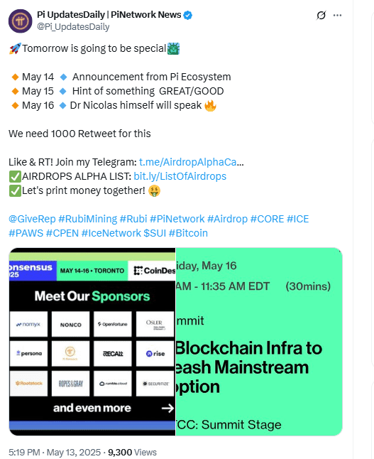 Pi Network Consensus 2025 Agenda Leak. Source: Pi UpdatesDaily