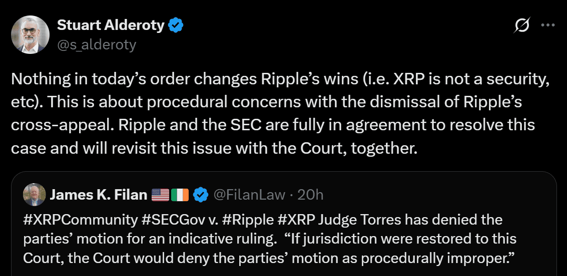 Ripple SEC settlement ruling XRP price