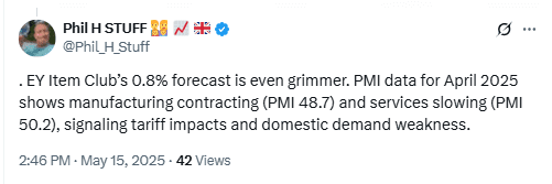 April 2025 PMI and Tariff Impact. Source: Phil H STUFF on X