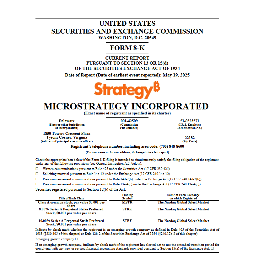 Strategy Inc SEC Form 8 K Filing. Source: SEC.gov