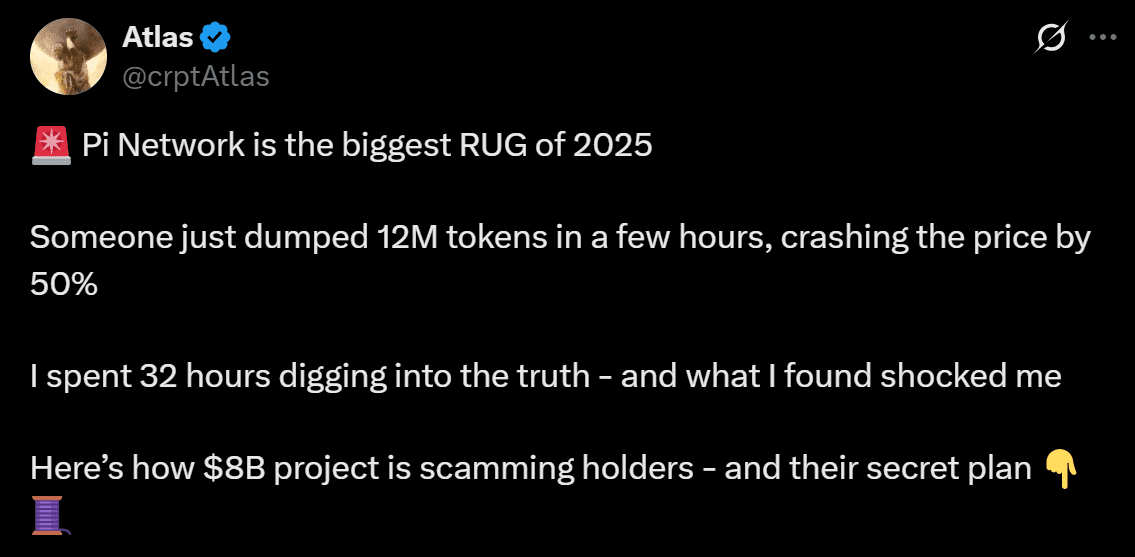 Pi network rug pull price analysis