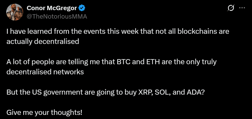 McGregor XRP Ripple SEC crypto reserve