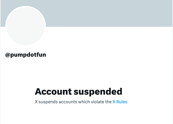  Pump.fun Account Suspension NoticeSource: X 