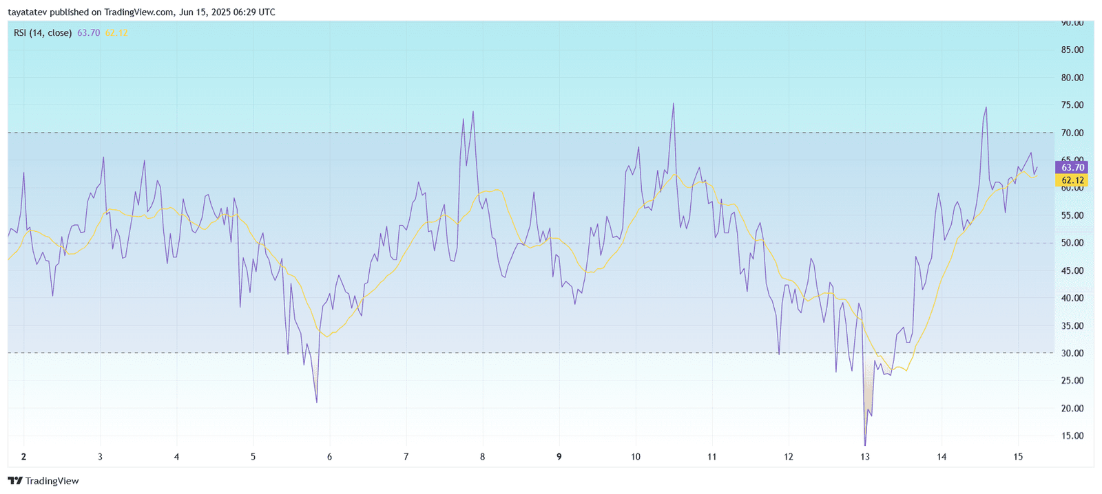 PIUSDT 4H RSI AnalysisSource: TradingView