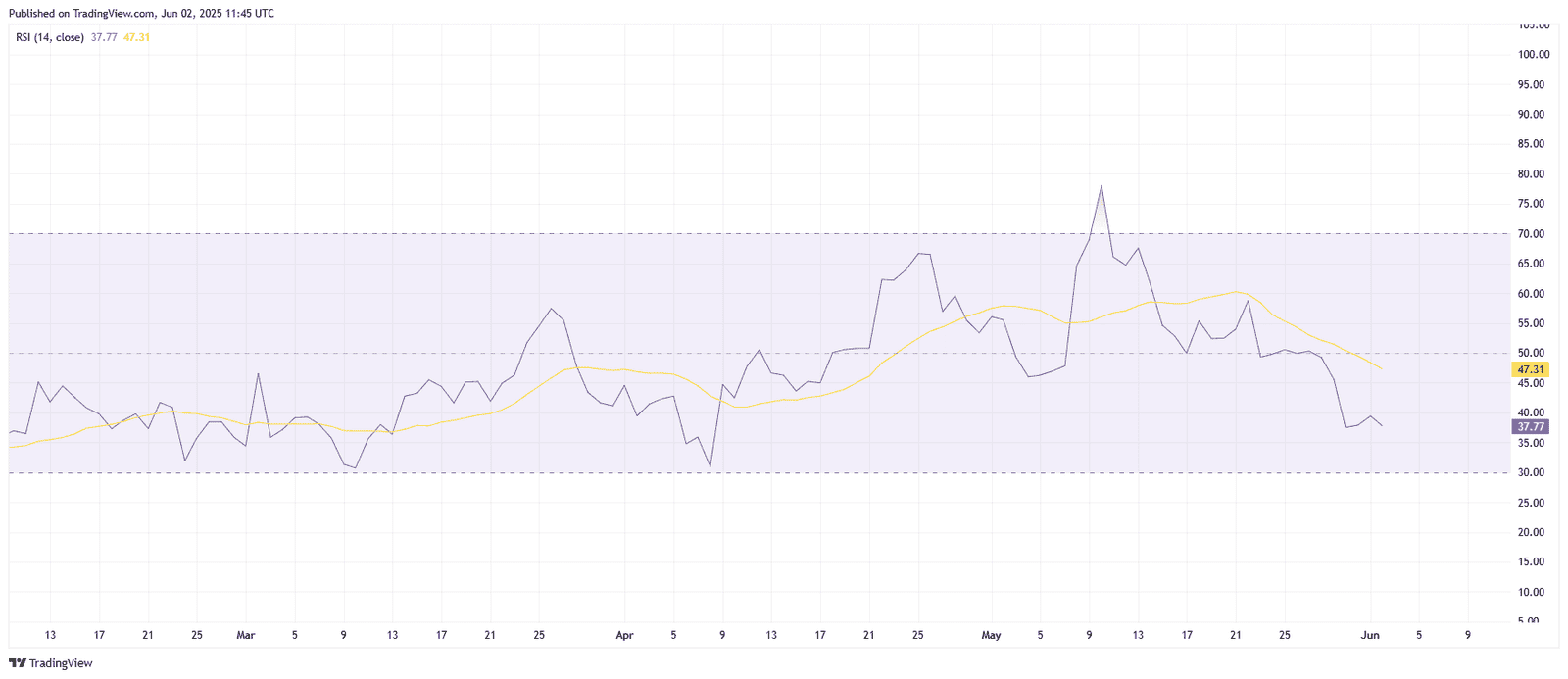 SHIB/USDT RSI IndicatorSource: TradingView.com