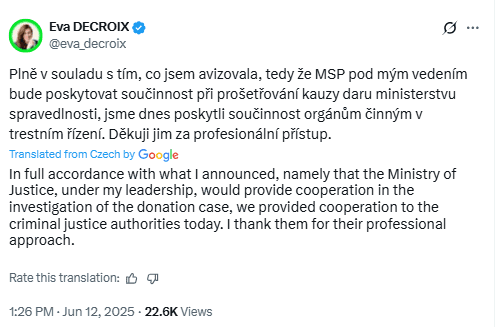 Eva Decroix Confirms Justice Ministry CooperationSource: X/@eva_decroix