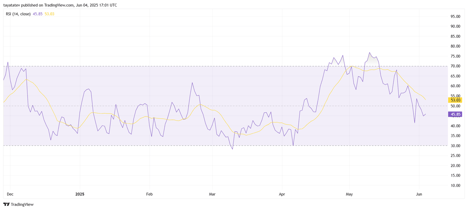 TAOB/USDT RSI Indicator. Source: TradingView.com