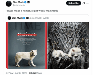 elon musk post about woolly mammoth