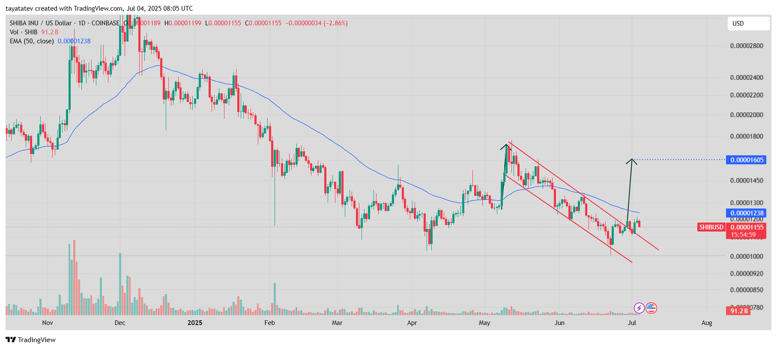 SHIB Bullish Flag Pattern with 40% Upside TargetSource: TradingView