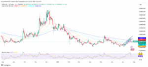 SHIB/USD 11-Day Price Chart with RSI And EMA. Source: TradingView
