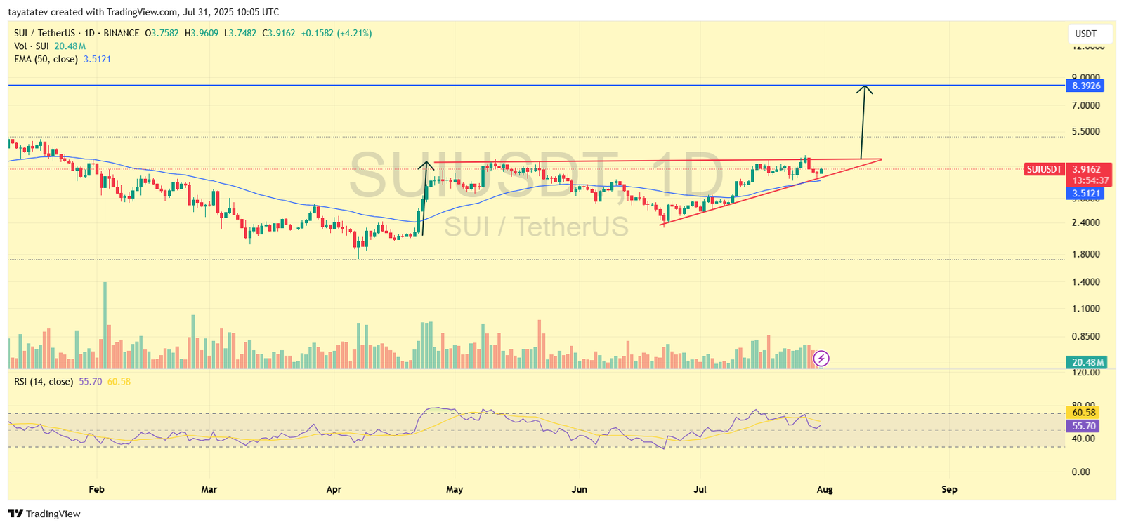 SUI/USDT Daily Chart. Source: TradingView