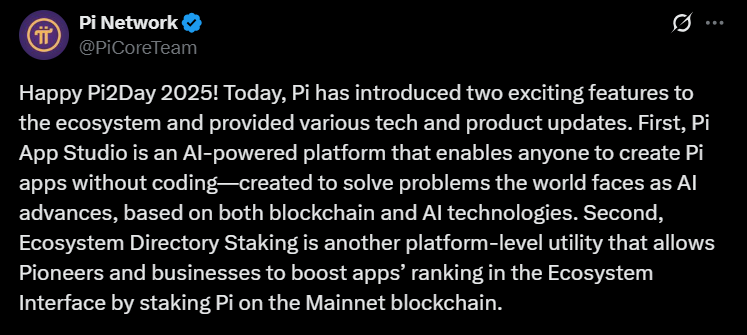 Pi Network Pi2 day PI coin price