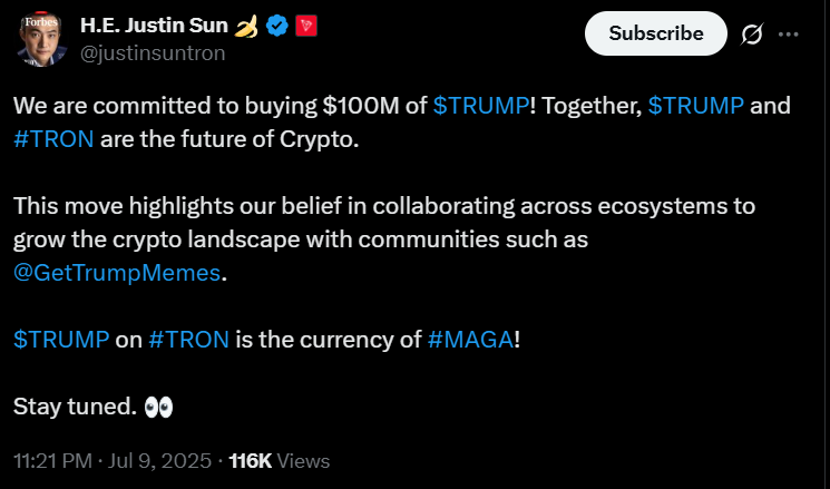 TRUMP token price analysis