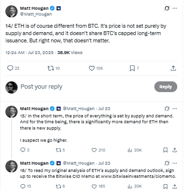 Matt Hougan on ETH Supply and Demand.Source: X.com/@Matt_Hougan