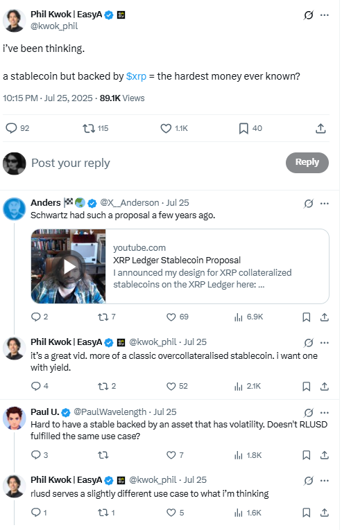 Phil Kwok XRP Stablecoin ProposalSource: X (formerly Twitter) – @kwok_phil