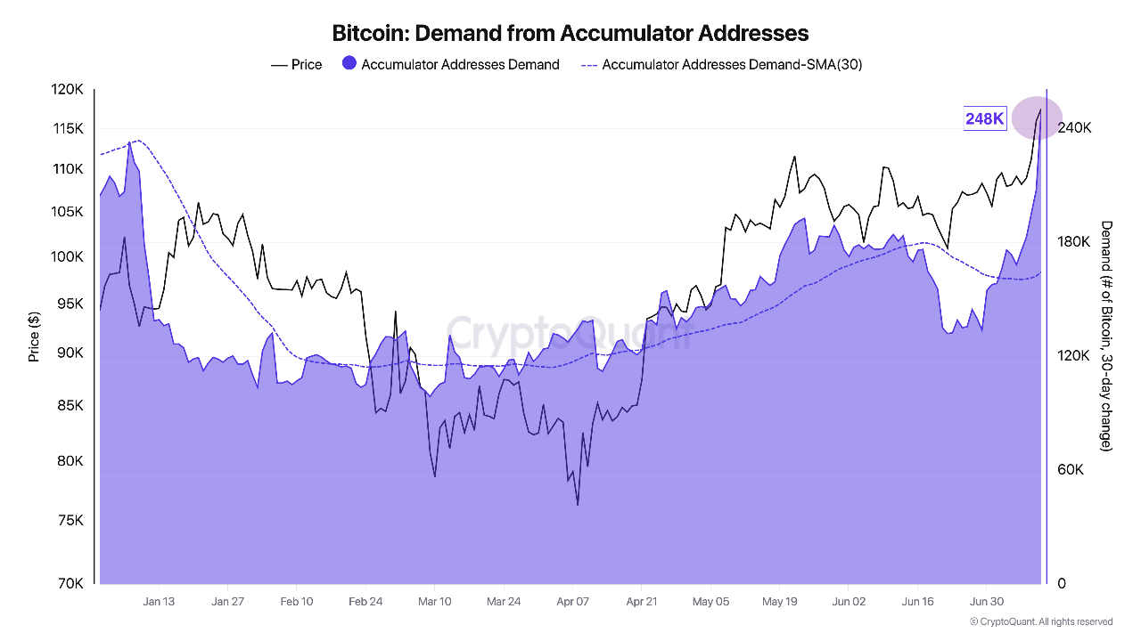 Bitcoin: Demand from Accumulator AddressesSource: CryptoQuant