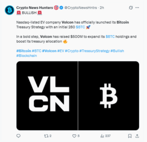 volcon launched bitcoin treasury strategy