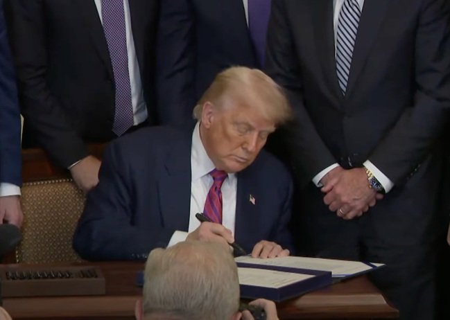 Donald Trump Signs GENIUS Act. Source: YouTube