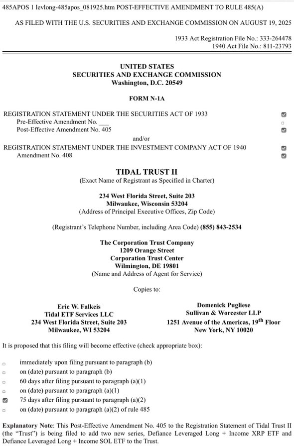 Tidal Trust II SEC FilingSource: U.S. Securities and Exchange Commission (SEC)