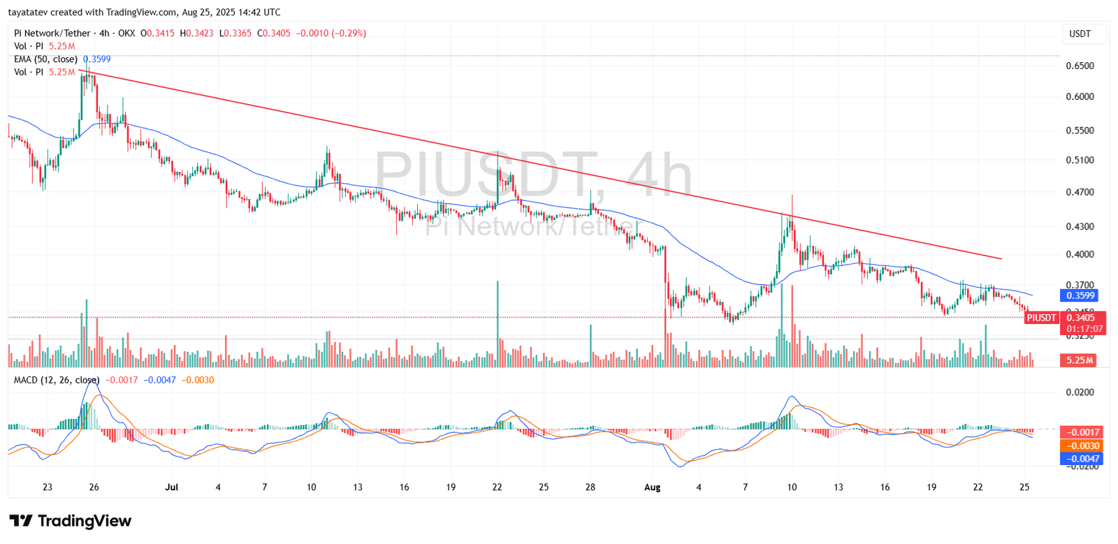 PIUSDT 4h Price Chart. Source: TradingView