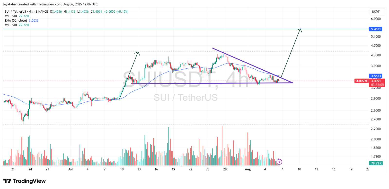  SUI Falling Wedge PatternSource: TradingView