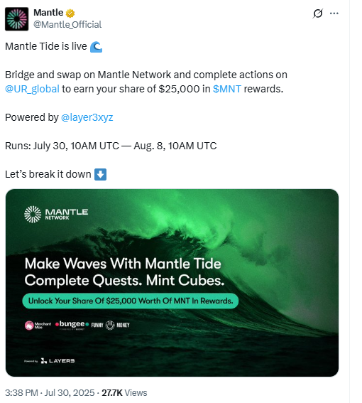 Mantle Tide Announcement. Source: Mantle on X