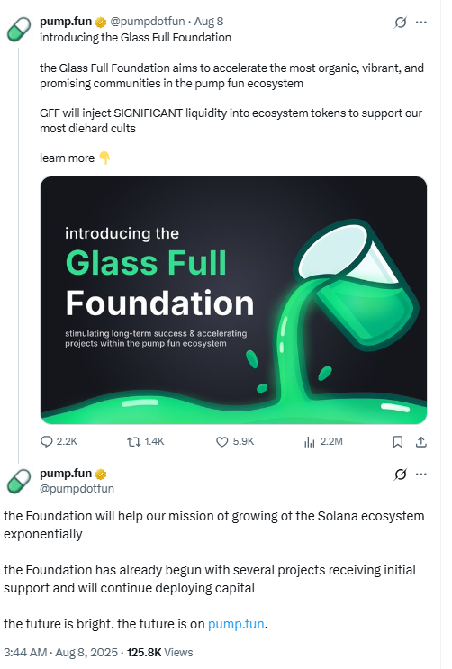 ChatGPT said:Glass Full Foundation Announcement. Source: Pump.fun on X