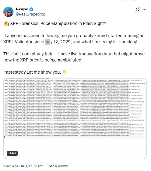 "XRP Forensics: Price Manipulation in Plain Sight?". Source: GrapeDo you like this personality?