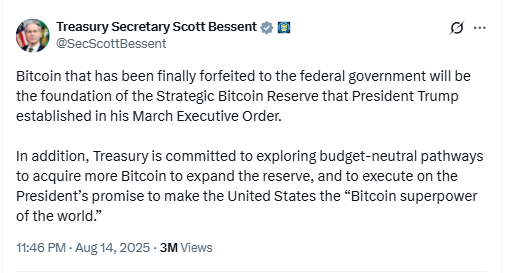 US Bitcoin Reserve Plans. Source: Scott Bessent
