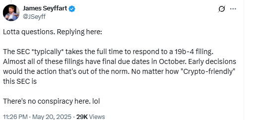 James Seyffart on SEC ETF FilingsSource: X