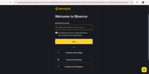 binance account creation page