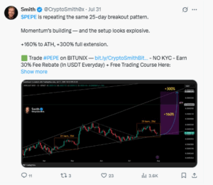 AnalystSees 300% Breakout If PEPE Holds Key Support
