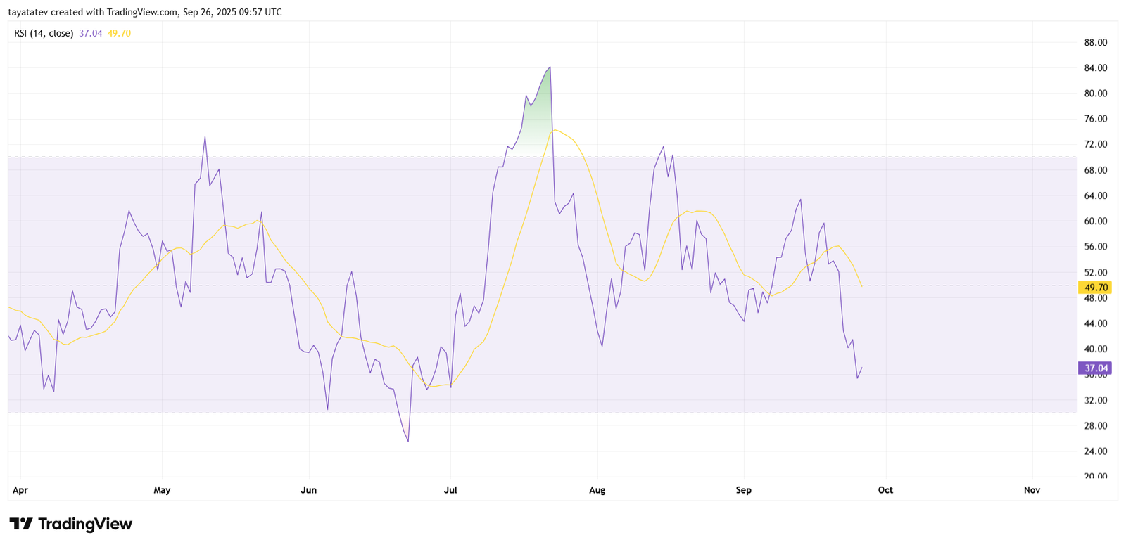 ADAUSD Daily RSI (14). Source: TradingView