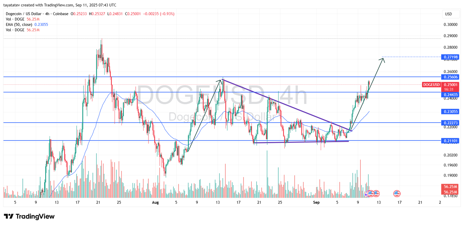 Dogecoin DOGEUSD 4h Chart. Source: TradingView