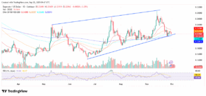 DOGE/USD 1-Day Price Chart with EMA and RSI