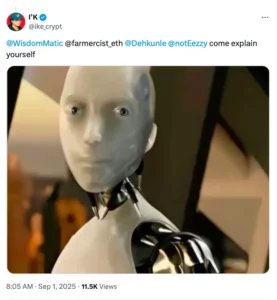 Crypto influencer farmercist_eth untagged himself