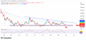 SHIB/USD 1-Day price Chart with RSI and EMA