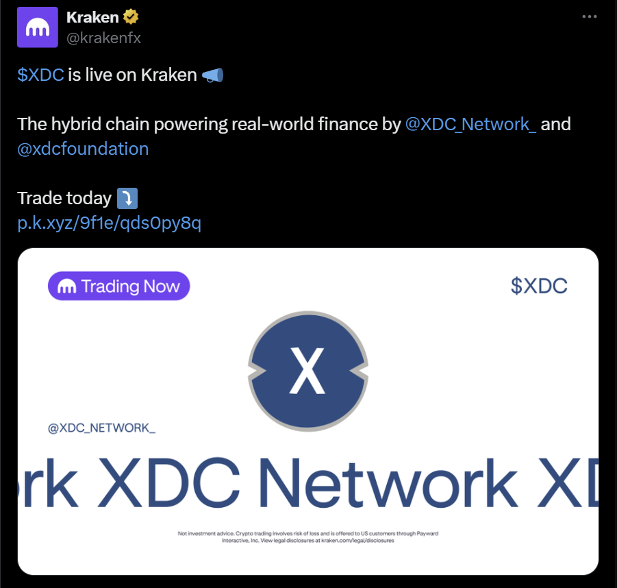 XDC network price action