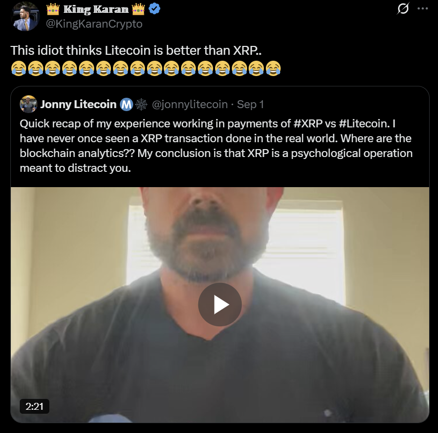 Litecoin LTC price action XRP argument