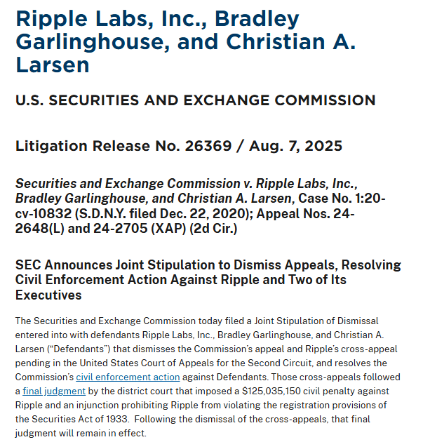 Ripple Labs, Inc., Bradley Garlinghouse, and Christian A. LarsenSource: U.S. Securities and Exchange Commission