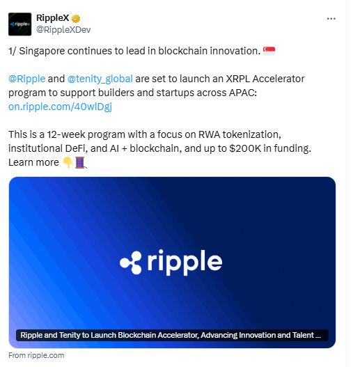 XRPL Accelerator Singapore Launch. Source: RippleX