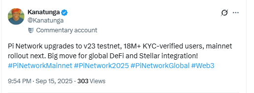 Pi Network v23 Testnet Upgrade. Source: X Kanatunga
