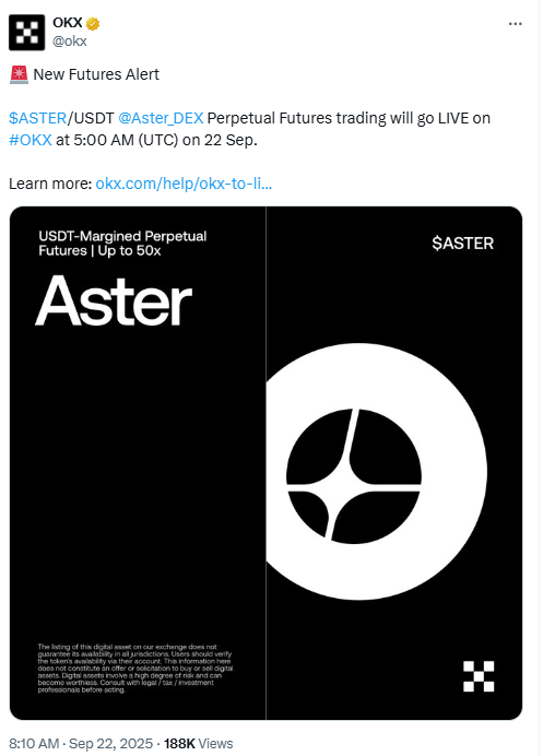 OKX ASTER Perpetual Futures Listing. Source: OKX