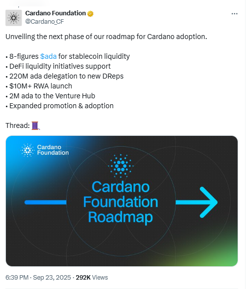 Cardano Foundation Roadmap Update. Source: Cardano Foundation on X
