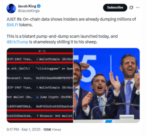 WLFI Insider Sell-Off Hits Exchanges