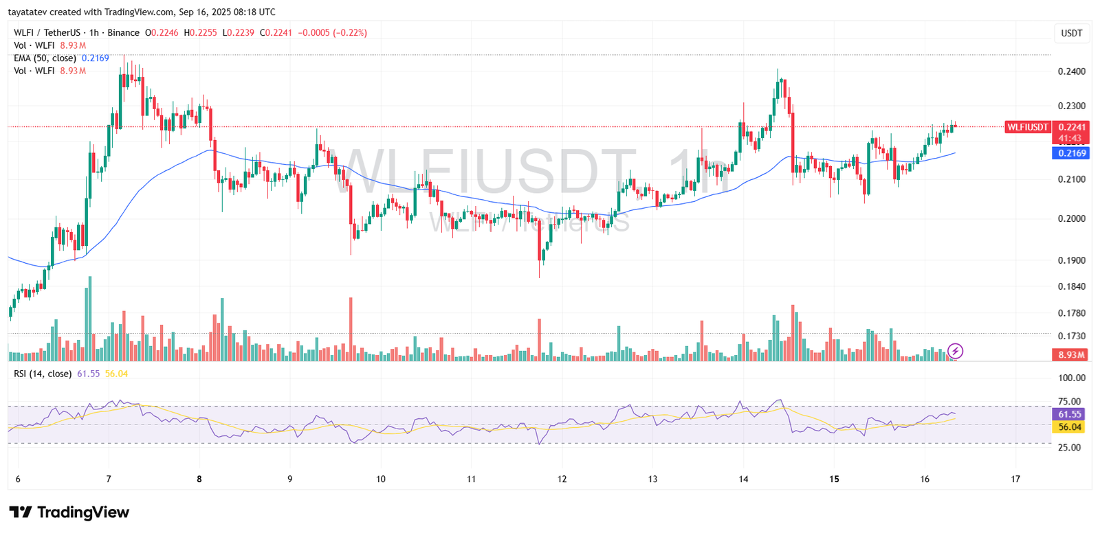 WLFI USDT 1h Binance Chart. Source: TradingView