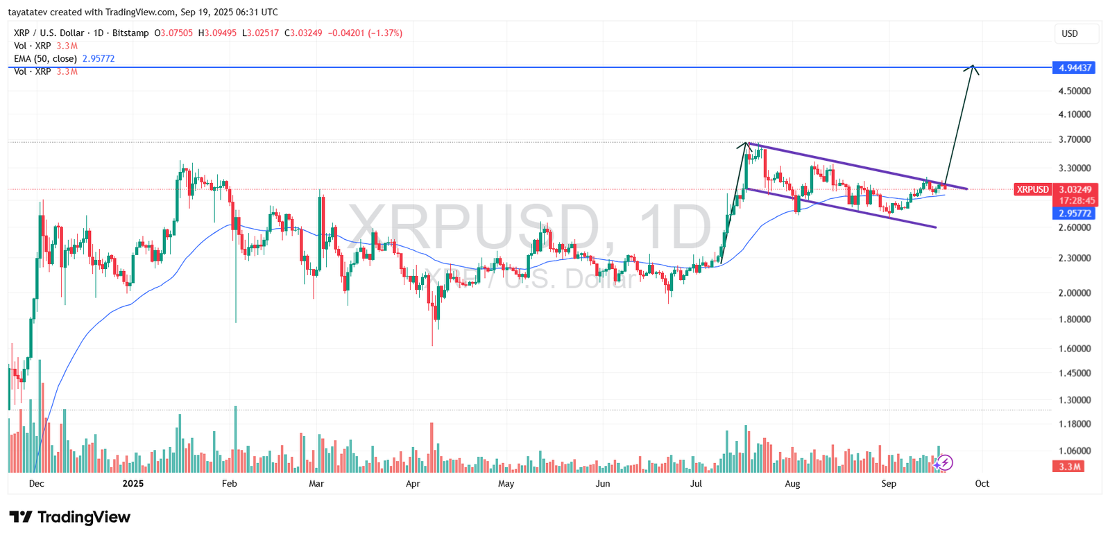 XRP USD Daily Bullish Flag. Source: TradingView