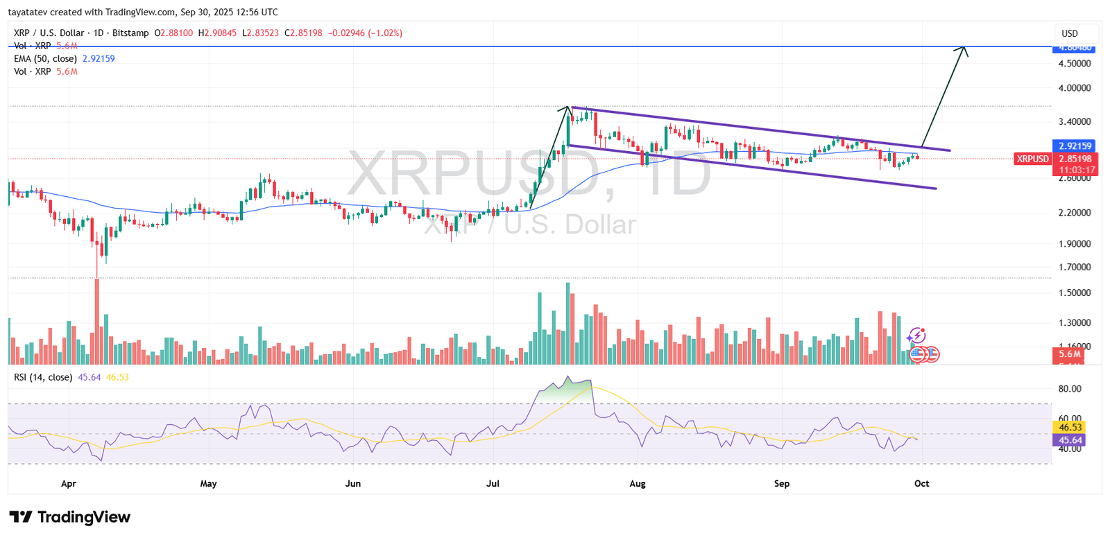 XRP Bullish Flag Pattern. Source: TradingView