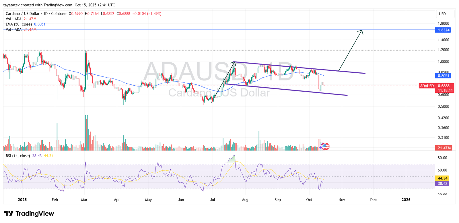 ADA Bullish Flag Target 1.64. Source: TradingView